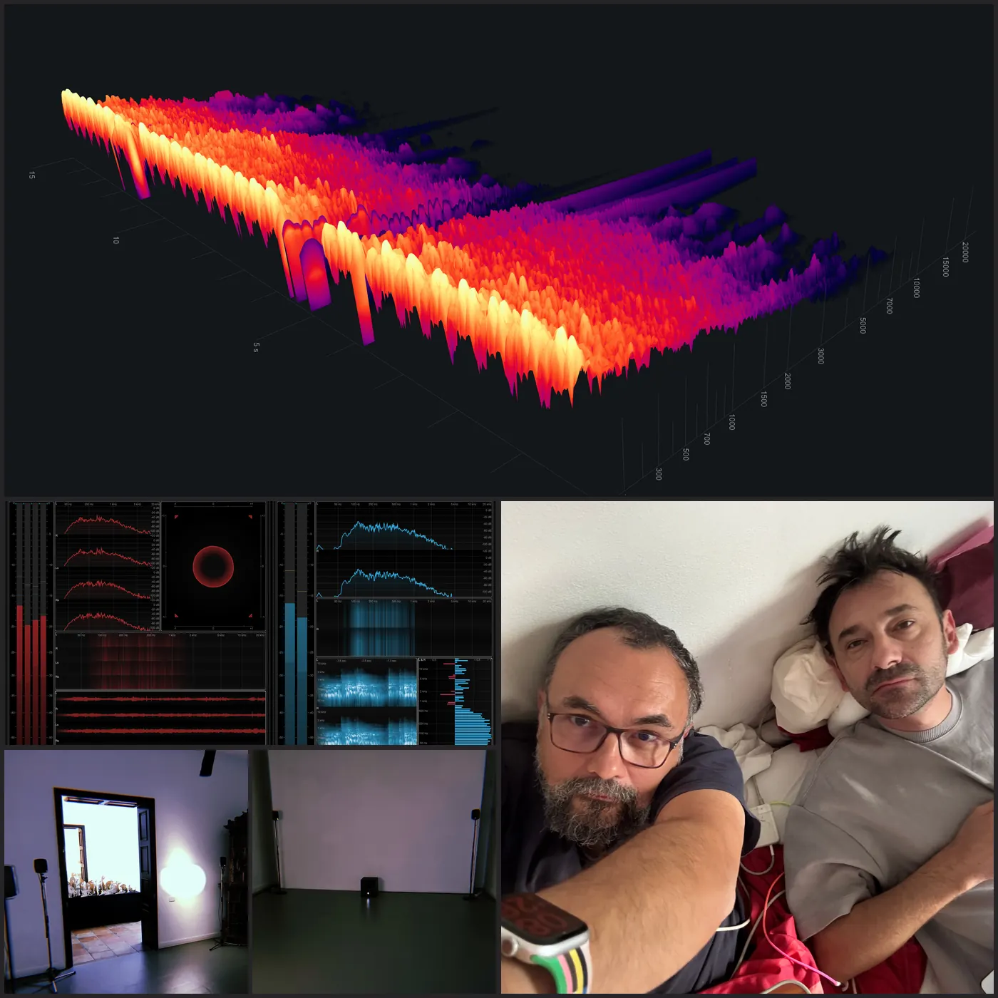 Spectrograme, camera instalației de la Rezidența9 și dimineața vernisajului.