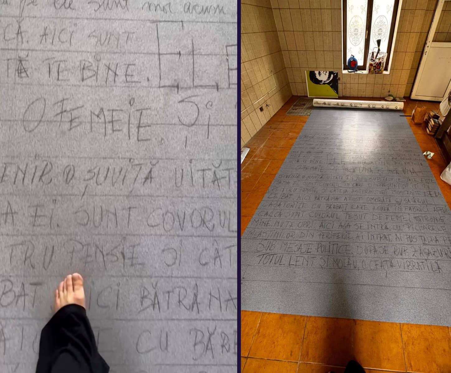 Monica Stoica — 100 de pași pe app. calcă, covorul întreg și detaliu din timpul probelor